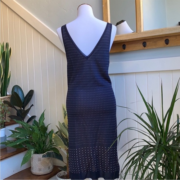 rag & bone Abigail Dot Knit Body Conscious V Neck Dress in Navy - Picture 4 of 14